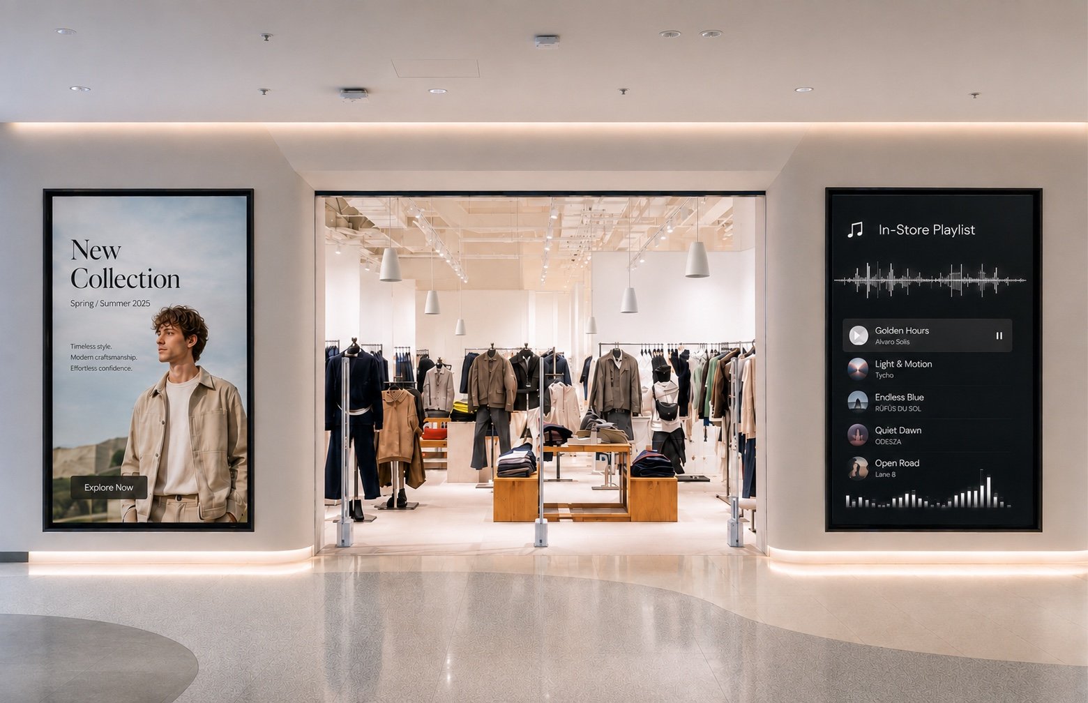 Professional audio system in a commercial space